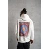 Erkek Kilim Desen Kapüşonlu Sweat- Beyaz