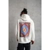 Erkek Kilim Desen Kapüşonlu Sweat- Beyaz