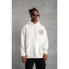 Erkek Kilim Desen Kapüşonlu Sweat- Beyaz