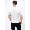 Erkek Kısa Kol Fitilli Triko T-Shirt Yazlık Hakim Yaka Tişört - Beyaz