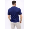 Erkek Kısa Kol Fitilli Triko T-Shirt Yazlık Hakim Yaka Tişört - Lacivert