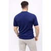 Erkek Kısa Kol Fitilli Triko T-Shirt Yazlık Hakim Yaka Tişört - Lacivert