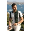 Erkek Kısa Kollu Polo Yakalı Blok Desenli Triko Bluz