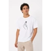 Erkek Kore Parmak Kalp Aşk Temalı Minimal Baskılı Tişört Yazlık Kısa Kol T-Shirt - Beyaz