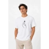 Erkek Kore Parmak Kalp Aşk Temalı Minimal Baskılı Tişört Yazlık Kısa Kol T-Shirt - Beyaz