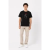 Erkek Kore Parmak Kalp Aşk Temalı Minimal Baskılı Tişört Yazlık Kısa Kol T-Shirt - Siyah