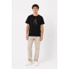 Erkek Kore Parmak Kalp Aşk Temalı Minimal Baskılı Tişört Yazlık Kısa Kol T-Shirt - Siyah