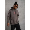 Erkek Maske Baskılı Kapüşonlu Sweat - Gri