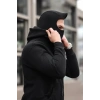 Erkek Maskeli Ninja Model Çift Kapüşonlu 3 İplik Şardonlu Fermuarlı Sweatshirt - Siyah