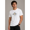 Erkek Müzik Temalı Baskılı Tişört Bisiklet Yaka Kısa Kol T-Shirt - Beyaz