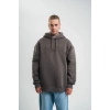 Erkek Nakış İşlemeli Kapşonlu Antrasit Sweatshirt Üç İplik Double Oversize- Füme