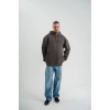 Erkek Nakış İşlemeli Kapşonlu Antrasit Sweatshirt Üç İplik Double Oversize- Füme