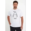 Erkek Nihilist Penguen Özel Tasarım Oversize Bisiklet Yaka Tişört - Beyaz