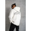 Erkek Nihilist Penguen Özel Tasarım Oversize Kapüşonlu Sweatshirt - Beyaz