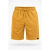 Erkek Otoban Dokuma Şort Beli Lastikli Bağcıklı, Cepli, Rahat Kesim Günlük Yazlık Şort - Hardal