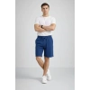 Erkek Otoban Dokuma Şort Beli Lastikli Bağcıklı, Cepli, Rahat Kesim Günlük Yazlık Şort - İndigo