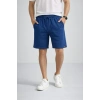 Erkek Otoban Dokuma Şort Beli Lastikli Bağcıklı, Cepli, Rahat Kesim Günlük Yazlık Şort - İndigo