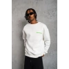 Erkek Oversize Sweatshirt – Beyaz Renk  Ön Ve Sırt Baskılı, Üç İplik İçi Pamuklu Kumaş, Rahat Kalıp, Ribanalı Kışlık Sweat  Winagain Polizei Serisi - Beyaz