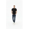 Erkek Pike Kumaş Düğmeli Yaka Regular Fit Günlük Kısa Kol Tişört T-shirt - Siyah