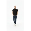 Erkek Pike Kumaş Düğmeli Yaka Regular Fit Günlük Kısa Kol Tişört T-shirt - Siyah