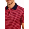 Erkek Pike Kumaş Polo Yaka Desenli Tişört Kısa Kol Yazlık T-Shirt - Kırmızı