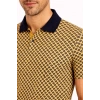 Erkek Pike Kumaş Polo Yaka Desenli Tişört Kısa Kol Yazlık T-Shirt - Sarı