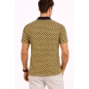 Erkek Pike Kumaş Polo Yaka Desenli Tişört Kısa Kol Yazlık T-Shirt - Sarı
