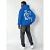 Erkek Premium Baskılı Kapşonlu Sweatshirt Üç İplik İçi Pamuklu Kanguru Cepli - Saks Mavisi