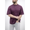 Erkek Premium Tişört OSY Yumuşak Dokulu Yıkamalı Oversize T-Shirt - Bordo