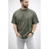 Erkek Premium Tişört OSY Yumuşak Dokulu Yıkamalı Oversize T-Shirt - Haki