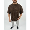 Erkek Premium Tişört OSY Yumuşak Dokulu Yıkamalı Oversize T-Shirt - Kahverengi