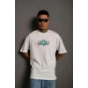 Erkek Sırt Baskılı T-shirt - Beyaz