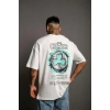 Erkek Sırt Baskılı T-shirt - Beyaz