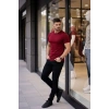 Erkek T-Shirt Bisiklet Yaka Slim Fit Dar Kesim Likralı Tişört Günlük Basic Body - Bordo