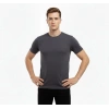 Erkek T-Shirt Bisiklet Yaka Slim Fit Dar Kesim Likralı Tişört Günlük Basic Body - Füme
