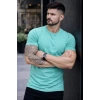 Erkek T-Shirt Bisiklet Yaka Slim Fit Dar Kesim Likralı Tişört Günlük Basic Body - Turkuvaz