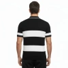 Erkek T-shirt Çizgili Triko Dokuma Kumaş Polo Yaka Yarım Fermuarlı Regular Kalıp Tişört - Siyah