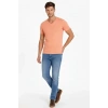 Erkek T-Shirt V Yaka Slim Fit Dar Kesim Likralı Tişört Günlük Basic Body - Toz Pembe