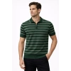 Erkek Triko Polo Yaka Fermuarlı Çizgili Tişört T-Shirt Yazlık Şık - Yeşil