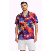 Erkek Tropikal Desenli Kısa Kol Gömlek Rahat Kalıp Yazlık Hawaii Tarz - Desenli