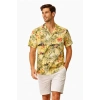 Erkek Tropikal Palmiye Desenli Kısa Kol Gömlek Hawaii Tarz Yazlık Rahat Kalıp - Desenli