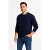 Erkek Üç İplik Düz Bisiklet Yaka SweatShirt - Lacivert