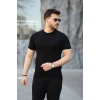 Erkek Viskon Kumaş Bisiklet Yaka Basic Tişört
