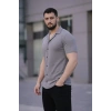 Erkek Waffle Kumaş Kısa Kollu Düğmeli Açık Yaka Regular Fit Gömlek - Gri