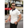 Erkek Yaka Detaylı Desen Dokulu Triko Tişört