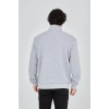 Erkek Yarım Fermuarlı Baskılı Sweat - Gri