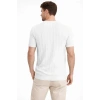 Erkek Yazlık Fitilli Triko Tişört Kısa Kol Bisiklet Yaka T-Shirt - Beyaz