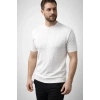 Erkek Yazlık Triko Dokuma Tişört Kısa Kol Bisiklet Yaka Örgü Desenli T-Shirt - Beyaz