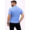 Erkek Yazlık Triko Tişört Kısa Kol Polo Yaka Düğmeli T-Shirt - Bebek Mavisi