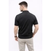 Erkek Yazlık Triko Tişört Kısa Kol Polo Yaka Düğmeli T-Shirt - Siyah